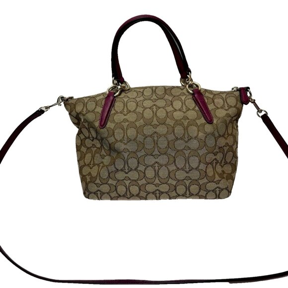COACH "Kelsey" Handbag Purse Khaki/Dahlia #F36625,As Is staining /discolouration - Picture 4 of 16